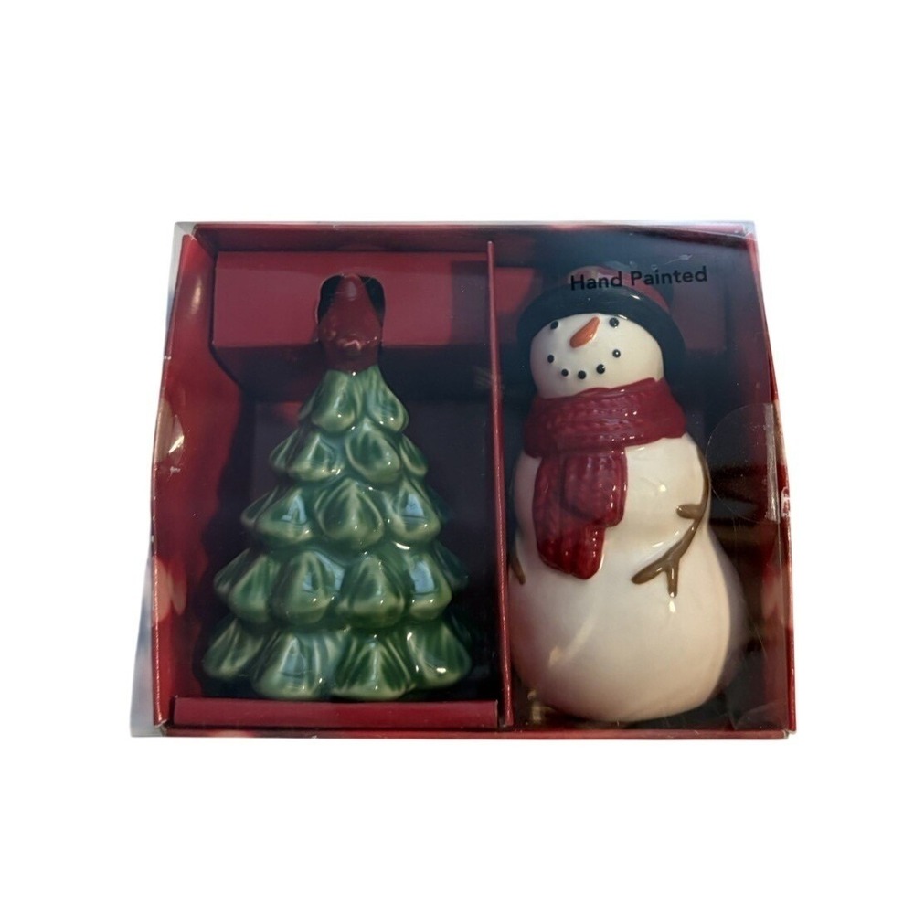 St. Nicholas Square Yuletide Salt & Pepper Shaker Set/Christmas Tree‎ & Snowman